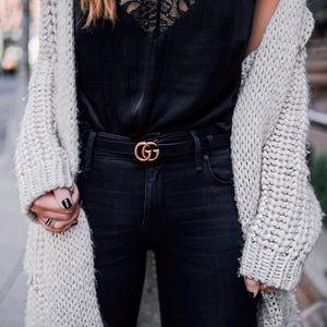 Gucci GG Marmont leather belt with skinny buckle